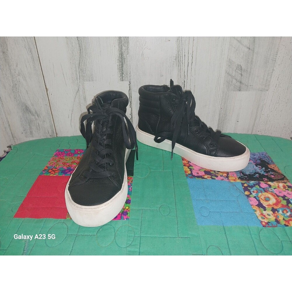 UGG Olli Black Leather High-Top Zippered Sneakers Shoes Women’s Size 6